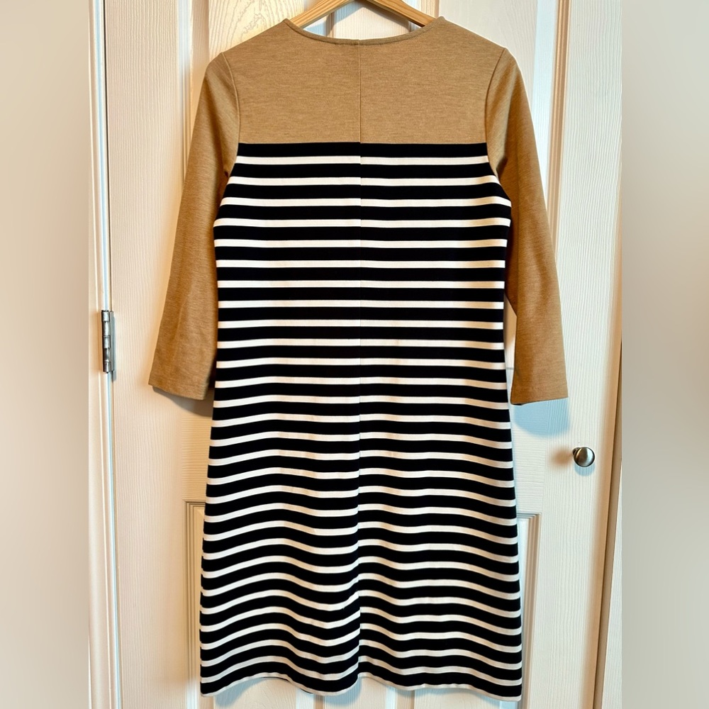 Lands End Nautical Dress Navy Blue, White and Light Brown sz S - Picture 2 of 7